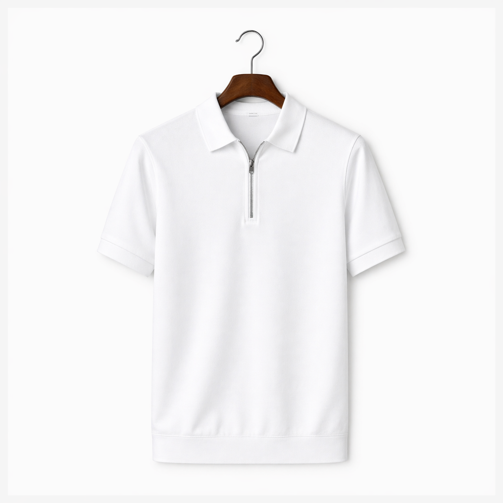 Men’s Slim Fit Zipper Polo Shirt for Casual or Active Wear