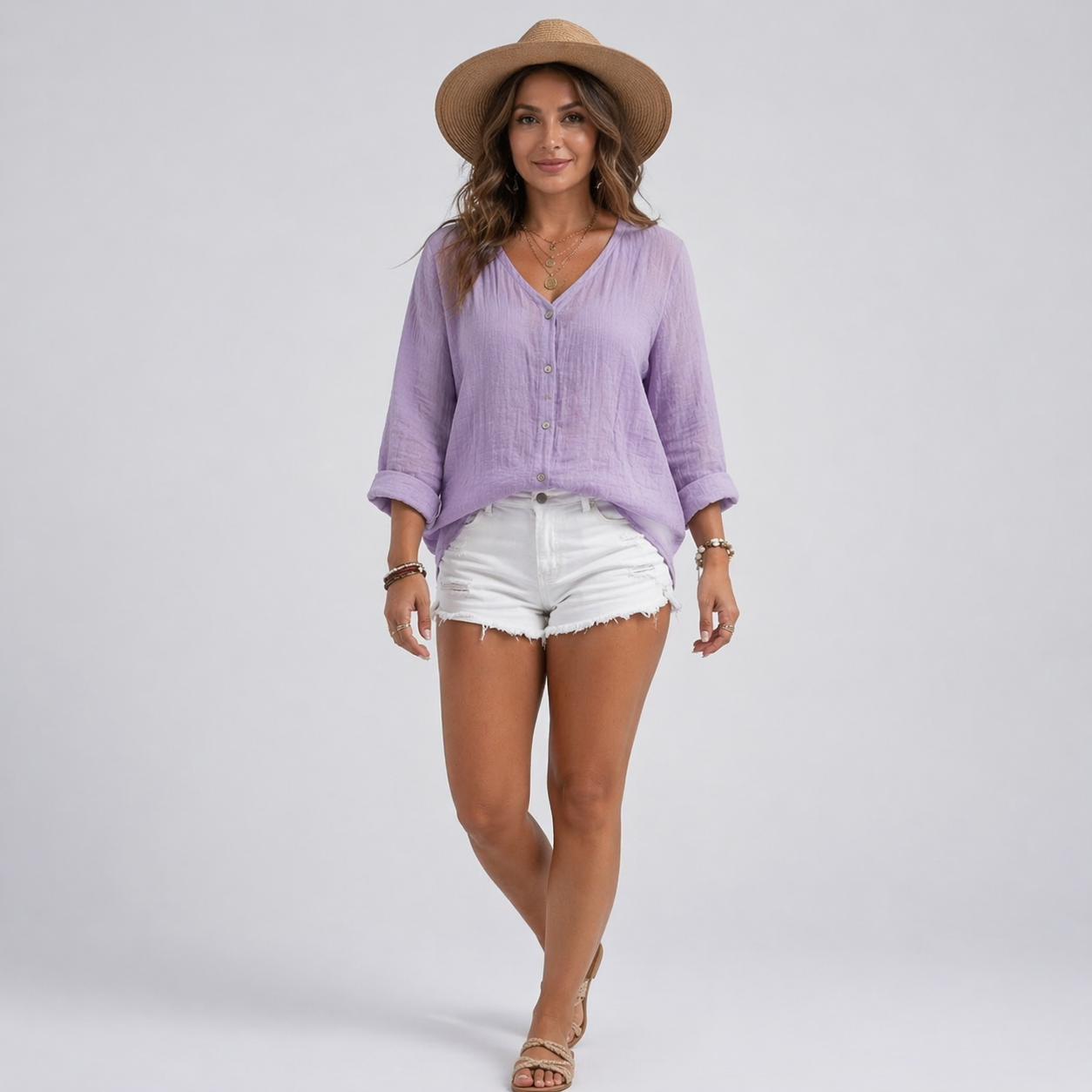 Women’s Relaxed Fit Summer Blouse Lightweight Cooling Button Shirt