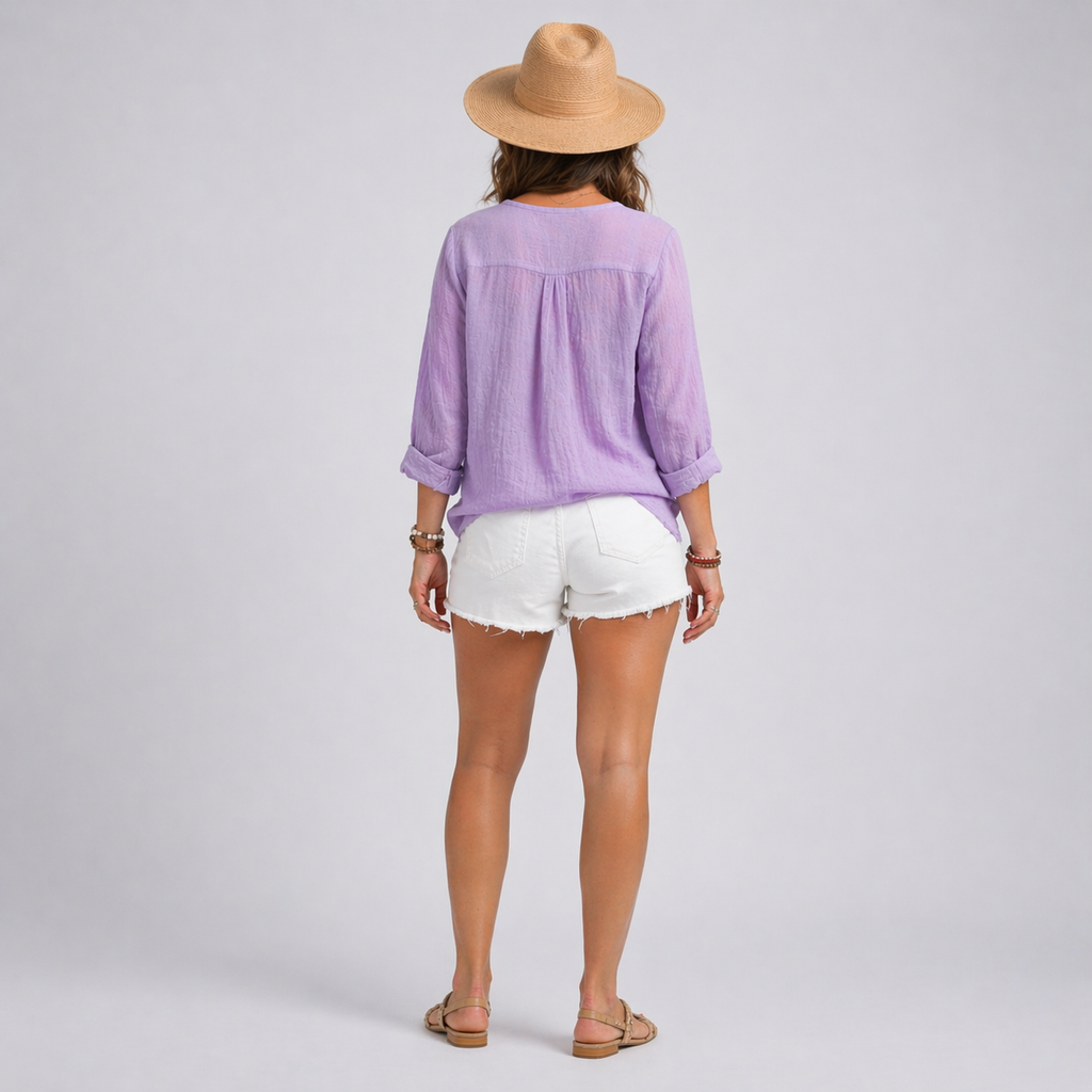 Women’s Relaxed Fit Summer Blouse Lightweight Cooling Button Shirt