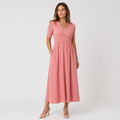 Women’s Comfortable Wrap Midi Dress Casual Office Wear