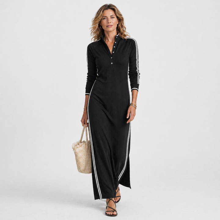 Women’s Button-Down Collar Maxi Dress – Refined Minimalism