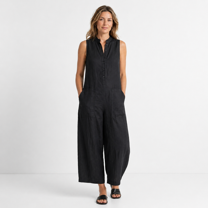 Women’s Linen-Blend Sleeveless Jumpsuit – Minimalist Ease
