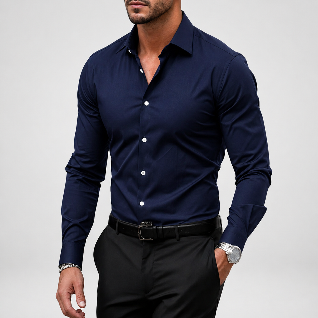 Men’s Dress Shirt Notched Collar Timeless Work-to-Evening Style