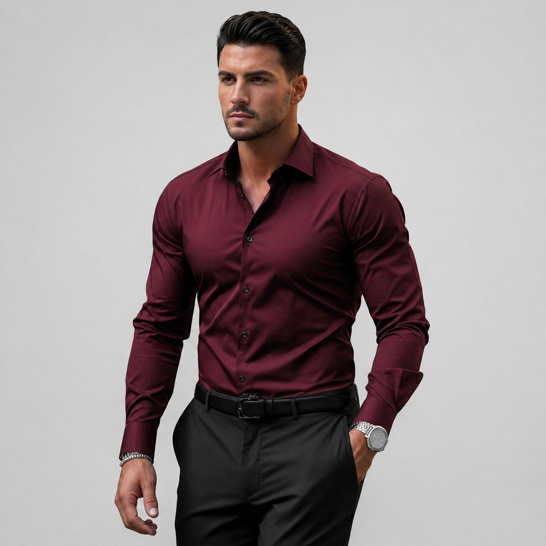 Men’s Dress Shirt Notched Collar Timeless Work-to-Evening Style
