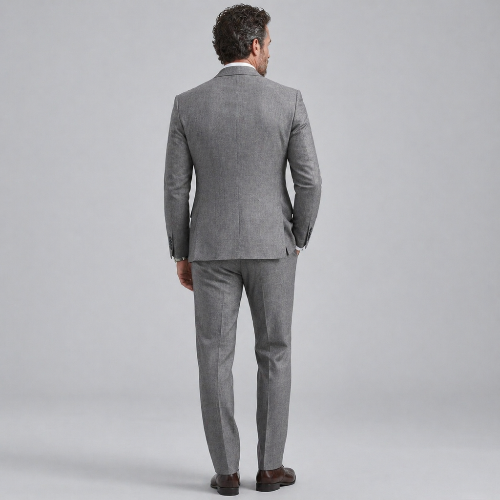 Men’s Cotton Linen Suit Slim Fit Business Casual Summer Outfit