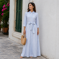 Women’s Striped Midi Dress – Bohemian Elegance