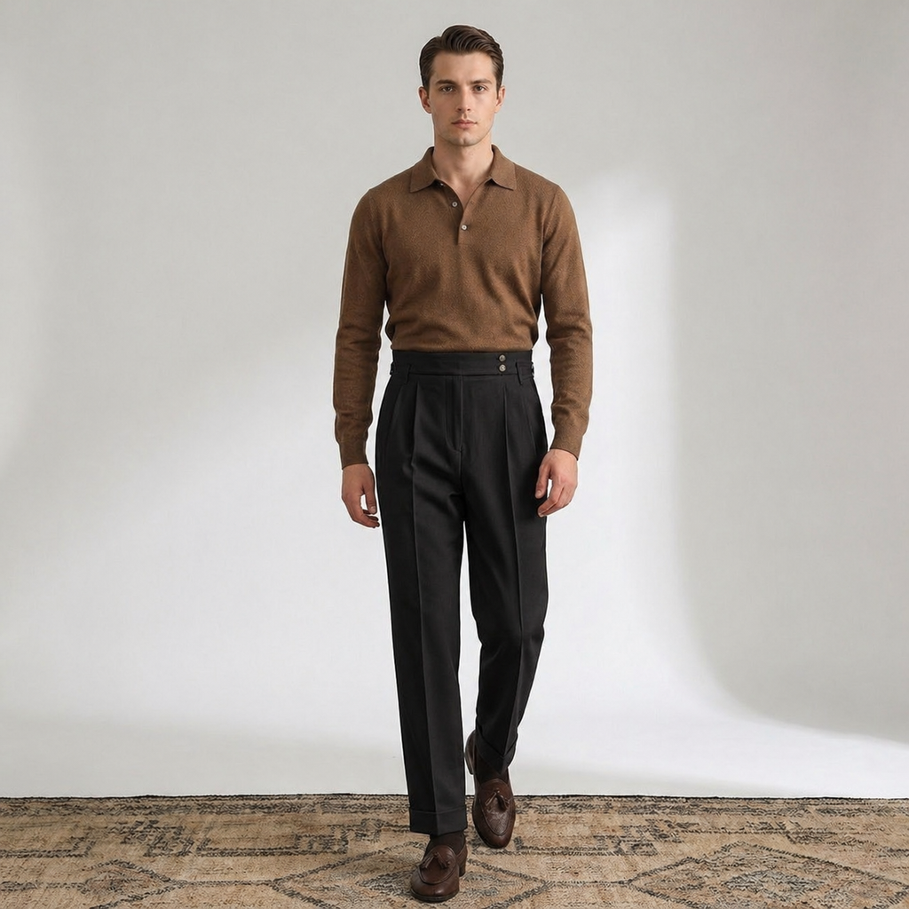 Men’s Classic Straight Trousers Comfortable Formal Work Pants