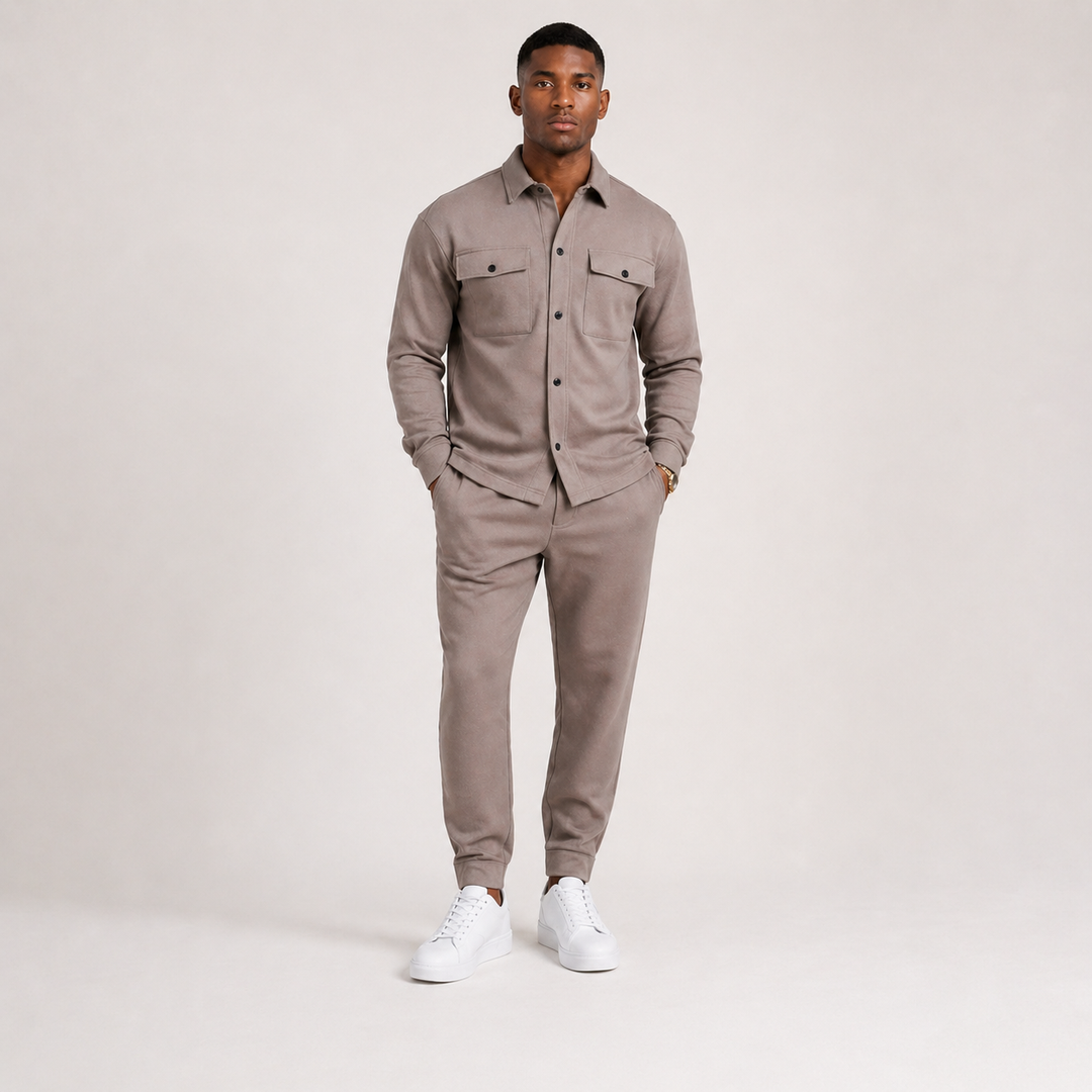 Men’s Two-Piece Cotton Ensemble – Effortless Leisurewear