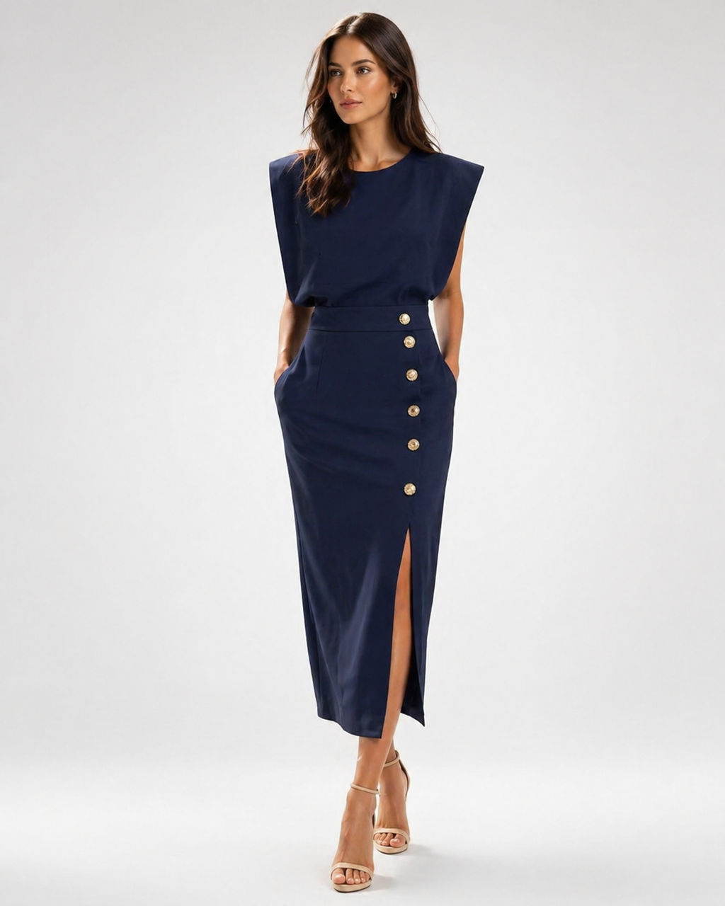 Women’s Casual Elegant Midi Dress Side Slit Party Wear