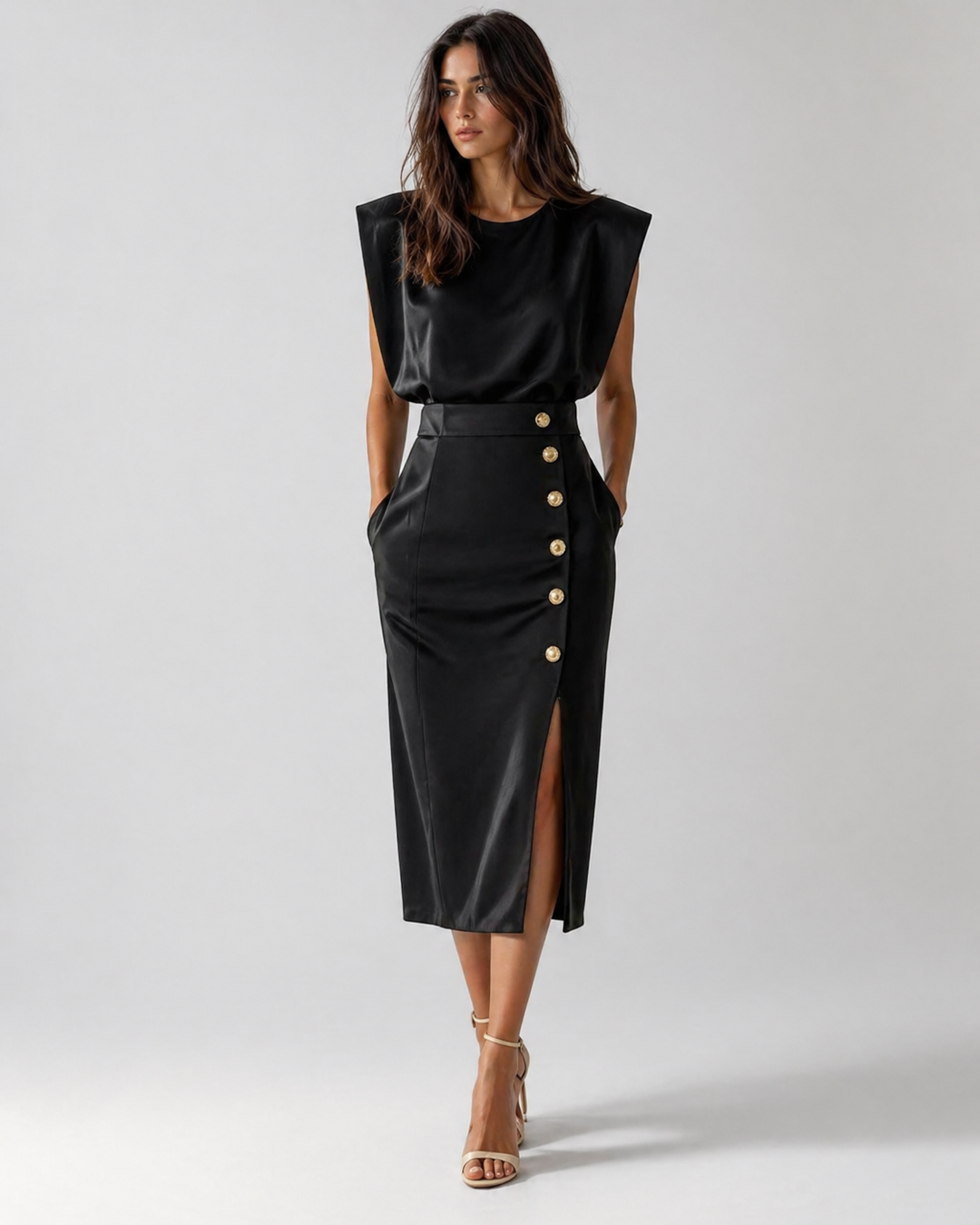 Women’s Casual Elegant Midi Dress Side Slit Party Wear