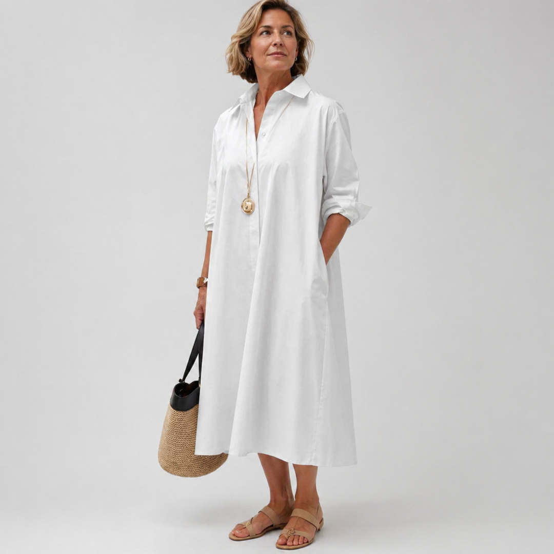 Women’s Long Shirt Dress – Minimalist Commuter Elegance