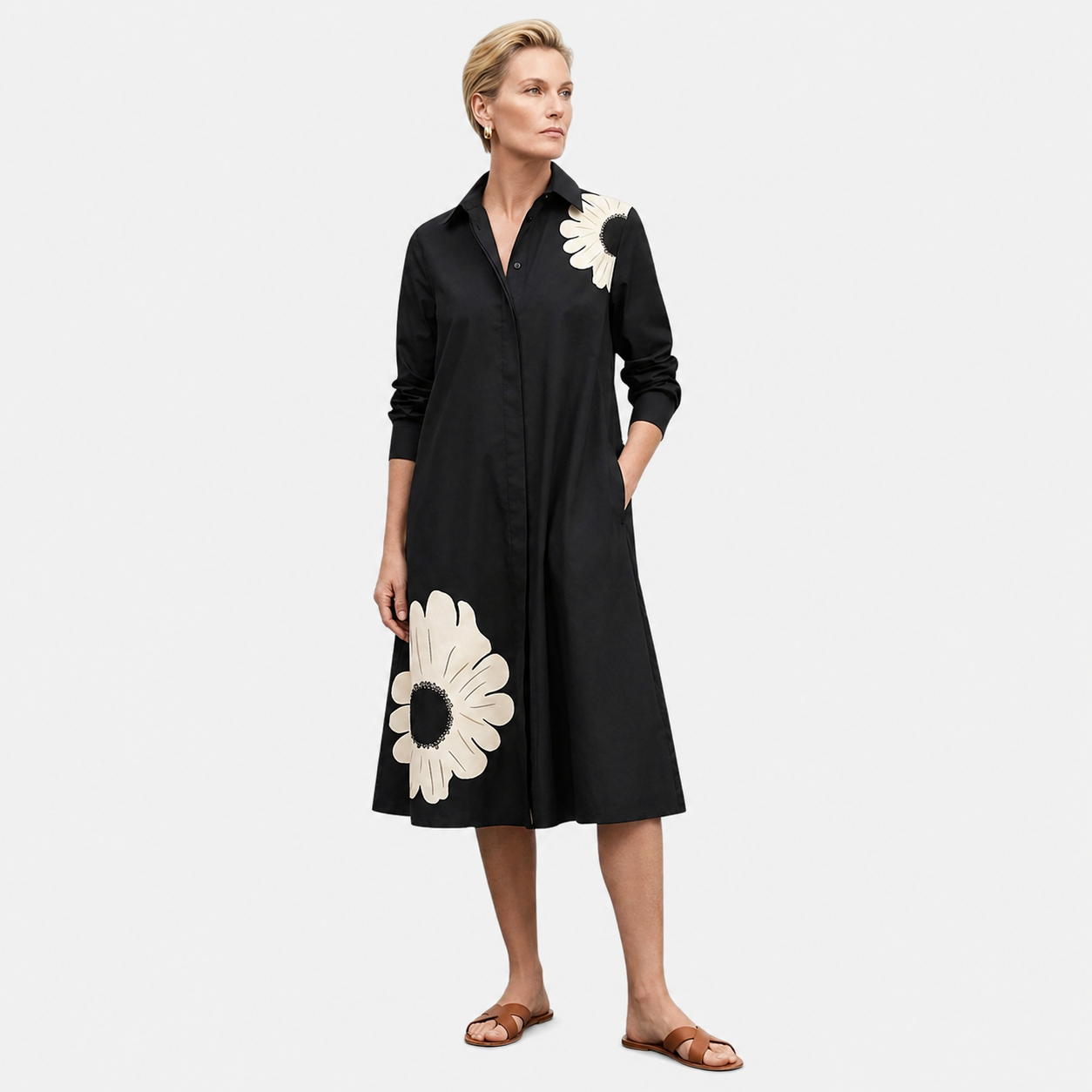 Women’s Long Shirt Dress – Minimalist Commuter Elegance