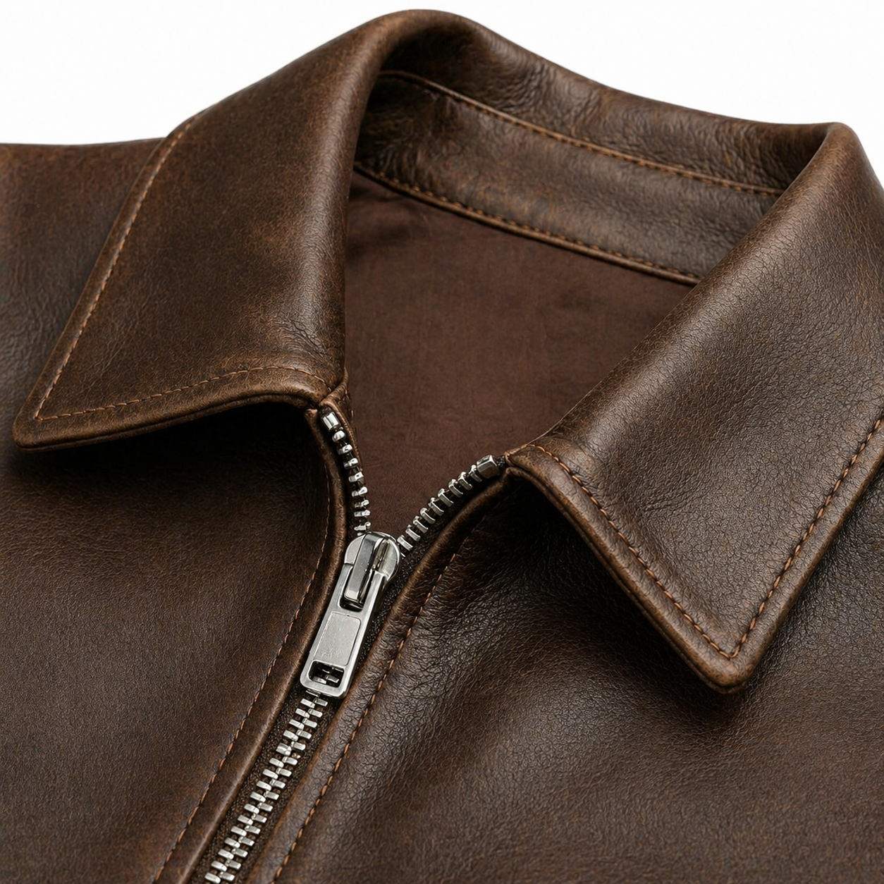 Men’s Premium Leather Jacket Zip Front Classic Casual Wear