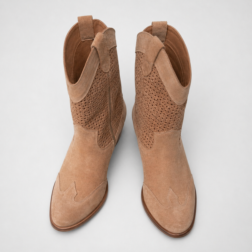 Women’s Cowboy Ankle Boots Comfortable Leather Casual Wear