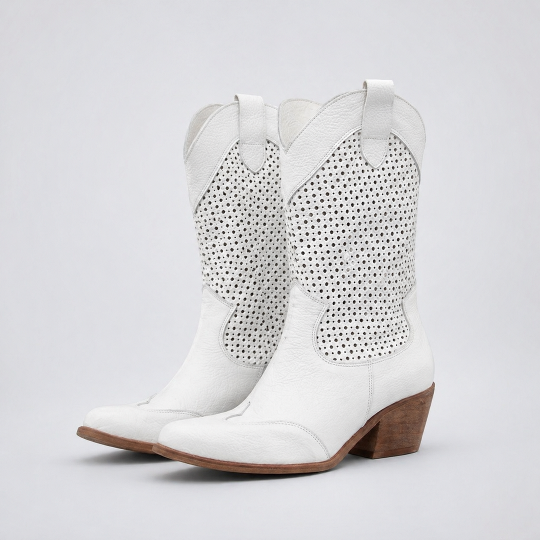 Women’s Cowboy Ankle Boots Comfortable Leather Casual Wear