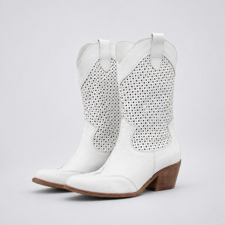 Women’s Cowboy Ankle Boots Comfortable Leather Casual Wear
