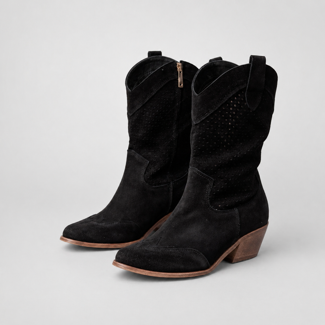 Women’s Cowboy Ankle Boots Comfortable Leather Casual Wear