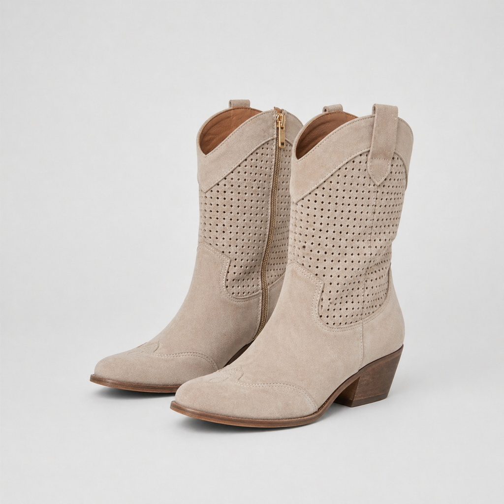 Women’s Cowboy Ankle Boots Comfortable Leather Casual Wear