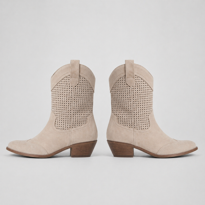 Women’s Cowboy Ankle Boots Comfortable Leather Casual Wear