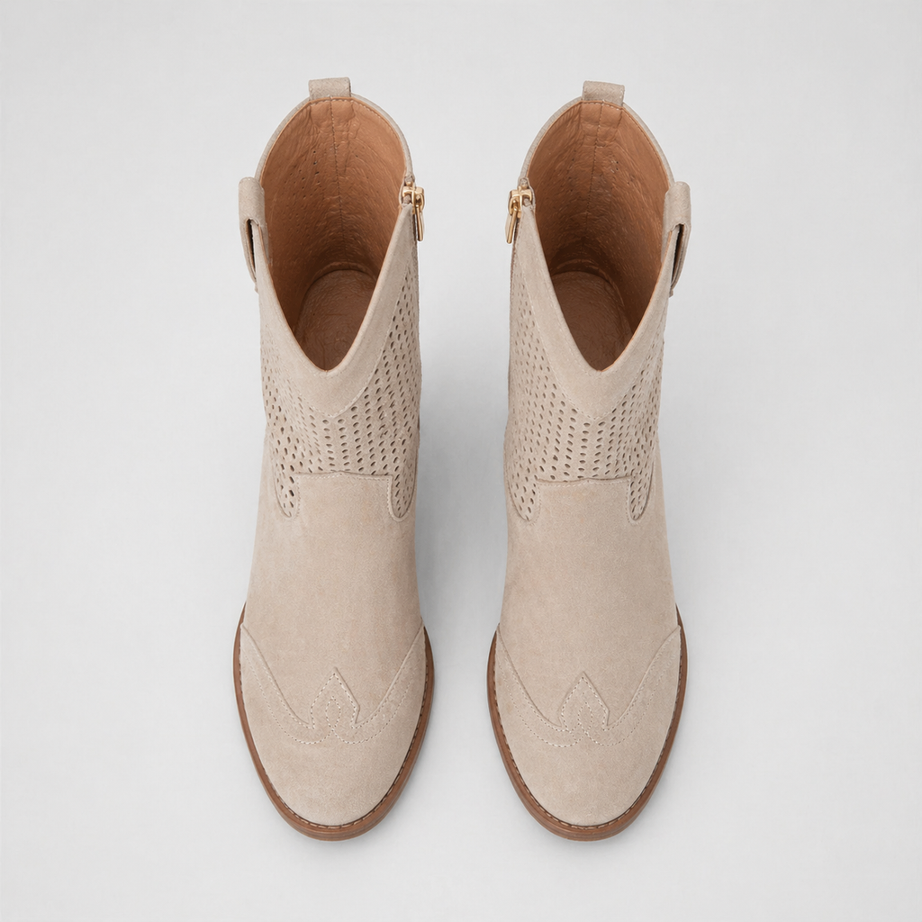 Women’s Cowboy Ankle Boots Comfortable Leather Casual Wear
