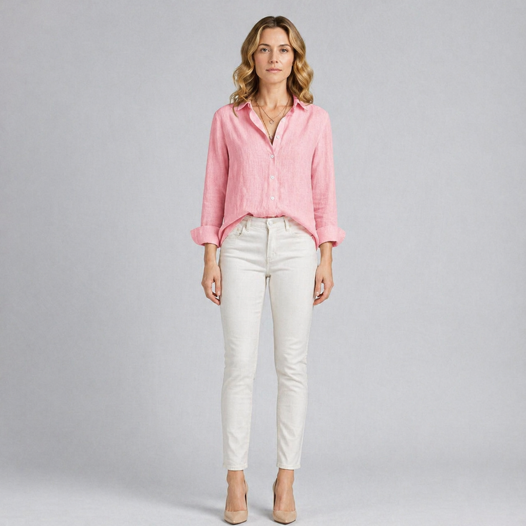 Women’s Linen Button-Down Blouse – Relaxed Elegance