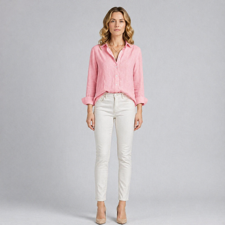 Women’s Linen Button-Down Blouse – Relaxed Elegance