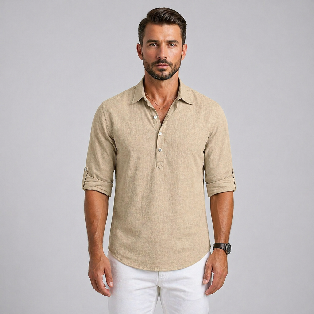 Men’s Linen Polo Shirt for Summer Breathable Lightweight Fit