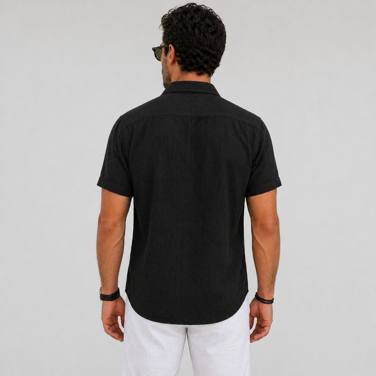 Men’s Lightweight Linen Shirt Short Sleeve Summer Casual Wear