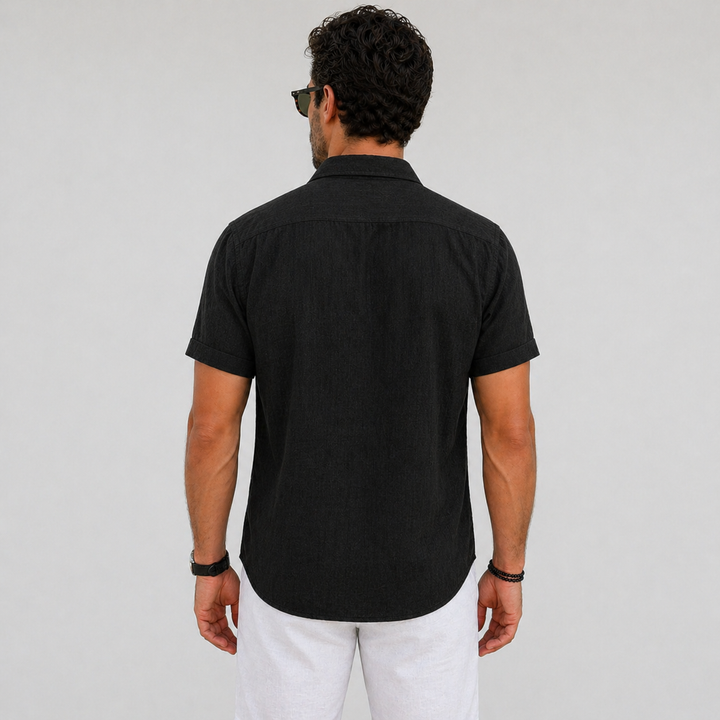 Men’s Lightweight Linen Shirt Short Sleeve Summer Casual Wear