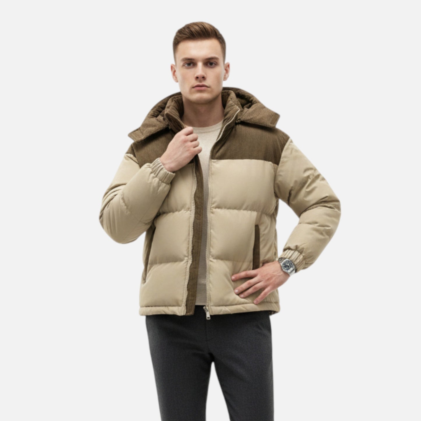 Elorainemode | Men's Padded Coat – Heritage Patchwork Elegance