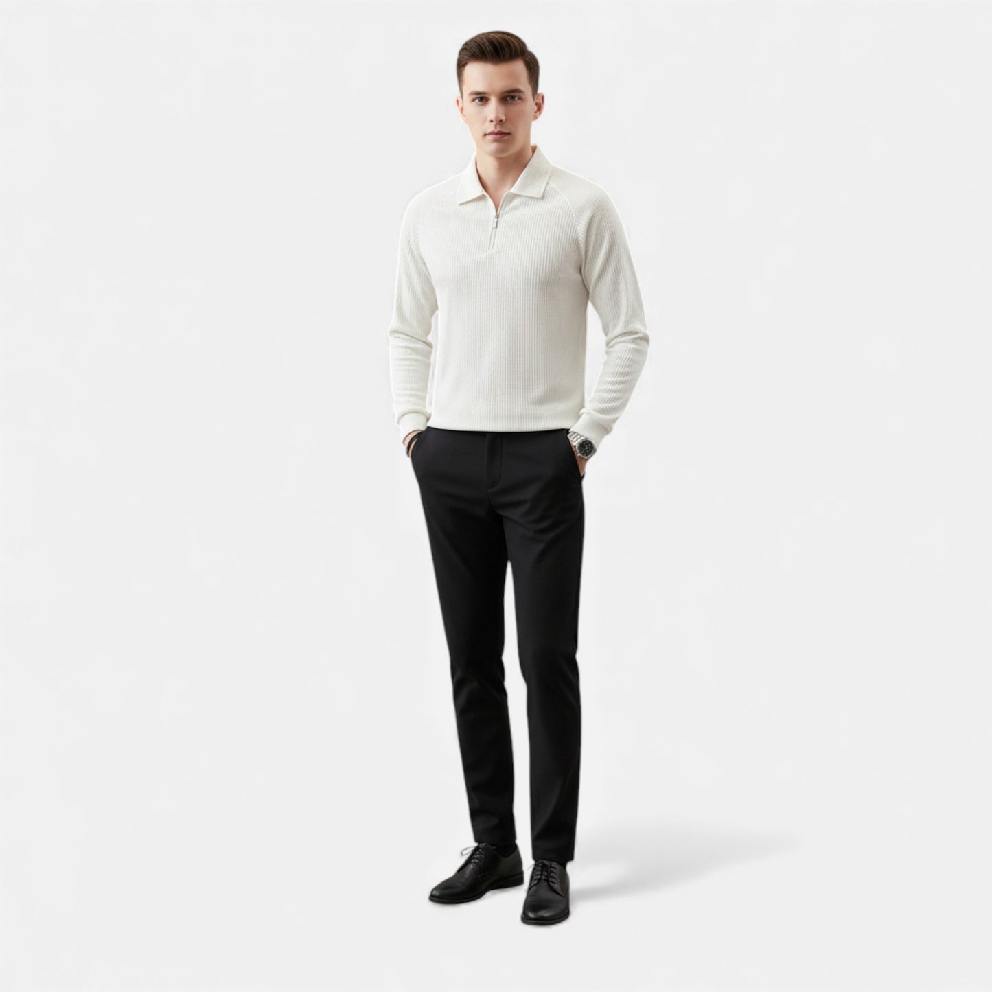 Elorainemode | Men’s Quarter-Zip Jumper – Casual Winter Elegance