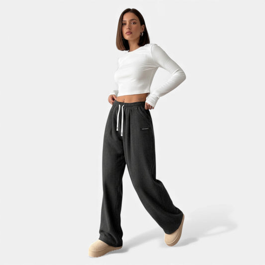 Eloraine fashion | Women's Drawstring Wide‑Leg Trousers – Quiet Leisure