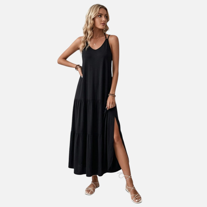 Women’s Suspender Maxi Dress – Minimalist Elegance