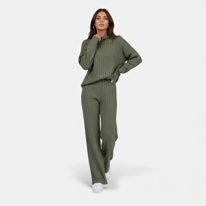 Elorainemode | Women’s Striped Turtleneck Suit – Quiet Elegance