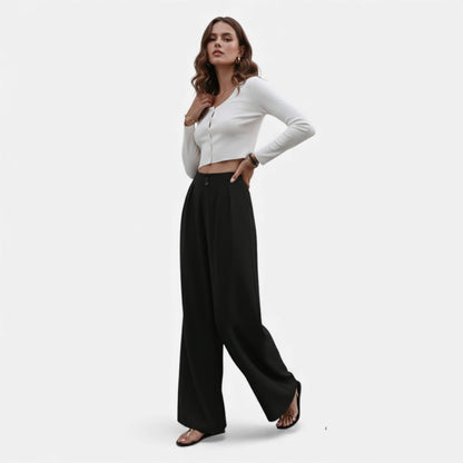 Elorainemode | Women’s Relaxed Wide-Leg Trousers – Quiet Heritage