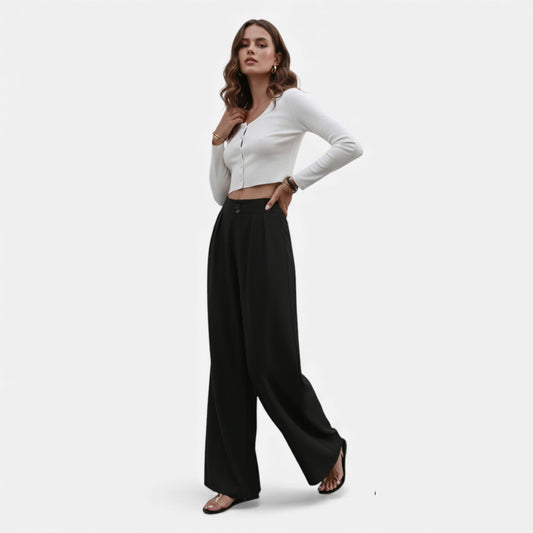 Elorainemode | Women’s Relaxed Wide-Leg Trousers – Quiet Heritage
