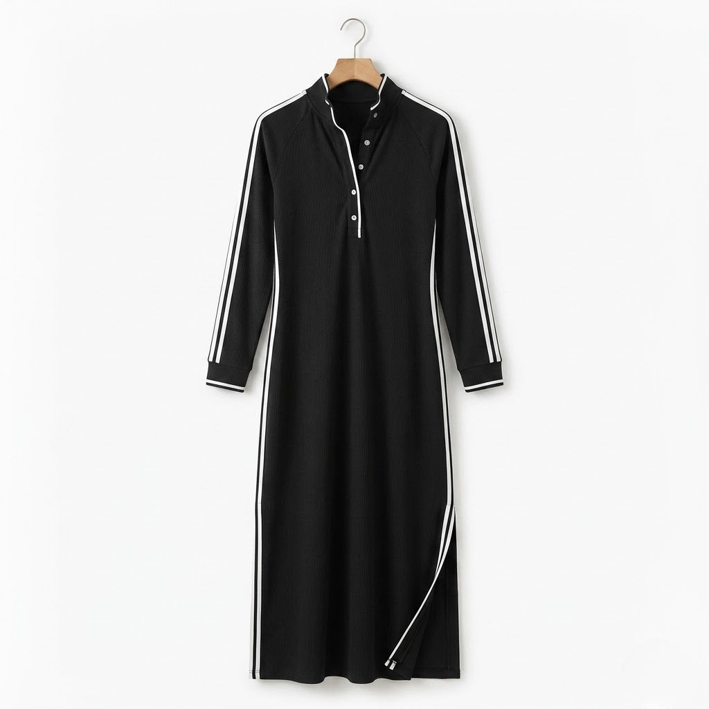 Women’s Button-Down Collar Maxi Dress – Refined Minimalism