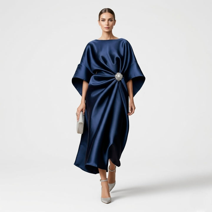 Women’s Satin Maxi Dress Lightweight Wide Sleeve Party Dress
