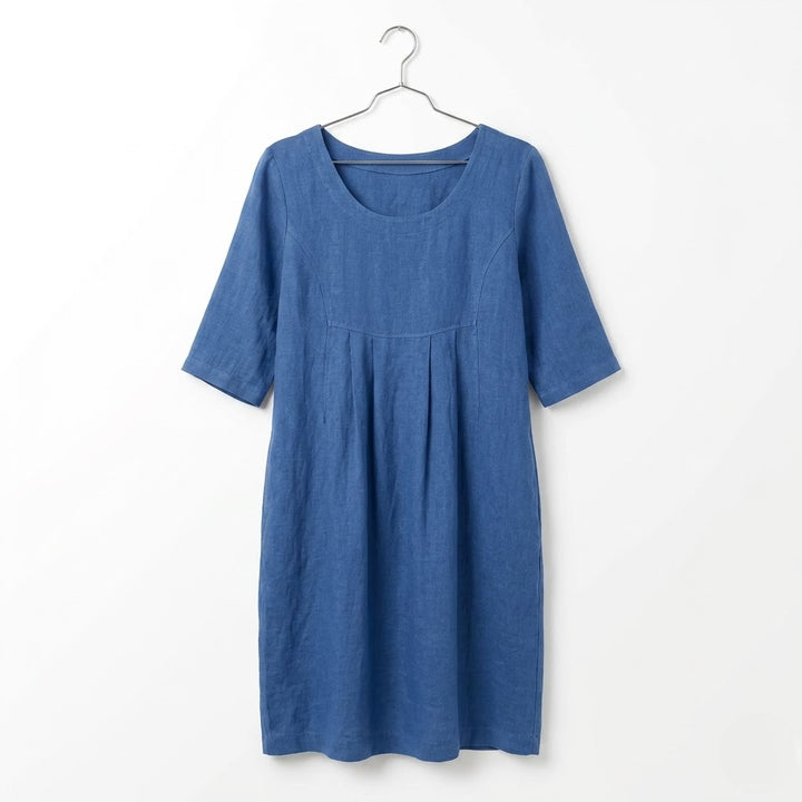Women’s Vintage Loose Midi Dress with Pockets
