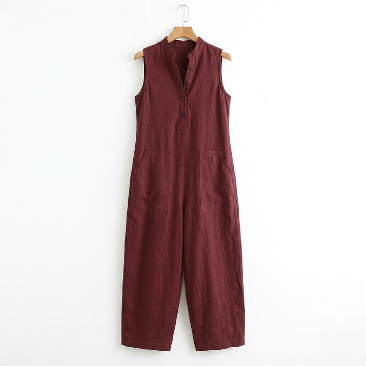 Women’s Linen-Blend Sleeveless Jumpsuit – Minimalist Ease