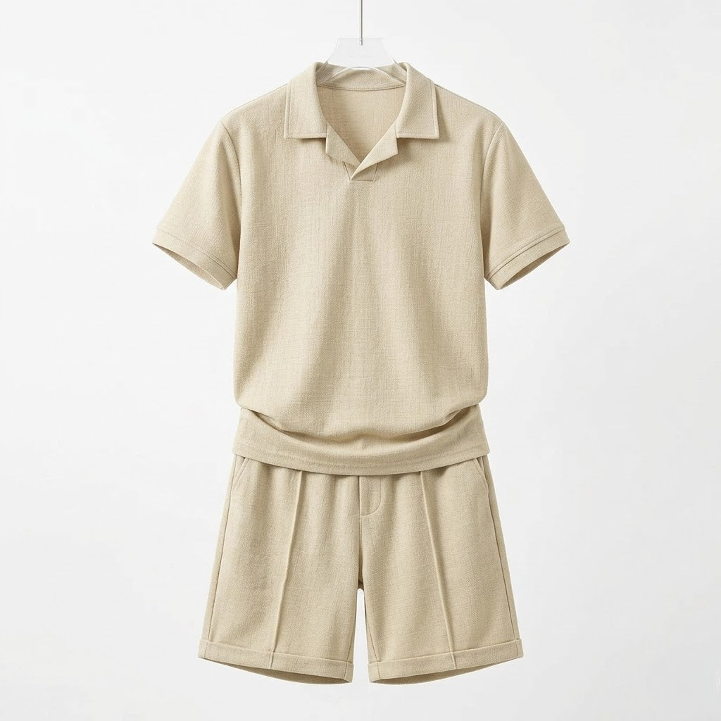 Men’s Refined Polo Shirt and Shorts Ensemble