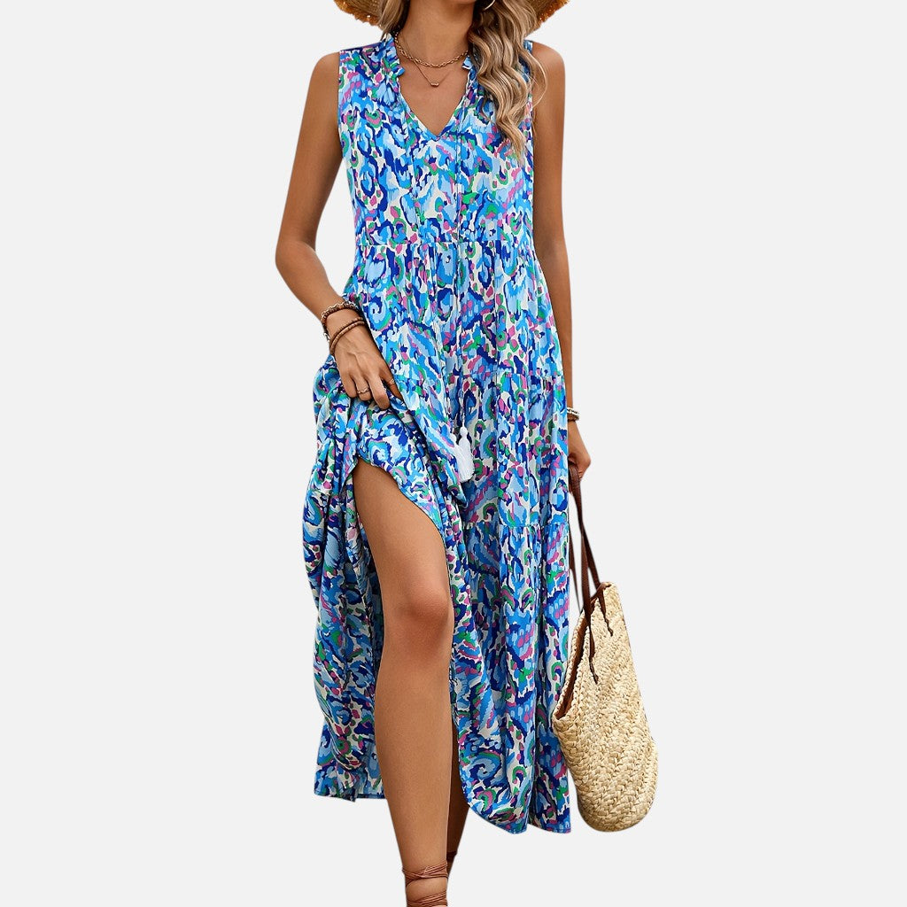 Women’s Sleeveless Maxi Dress – Bohemian Summer Flow