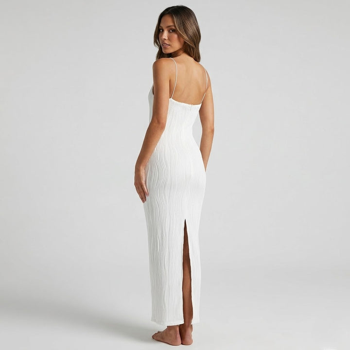 Women’s Textured Slip Dress Minimalist Summer Outfit