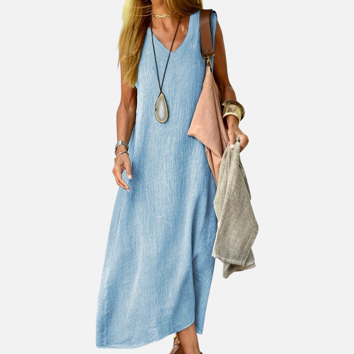 Women’s Sleeveless Maxi Dress – Lightweight A-Line Flow