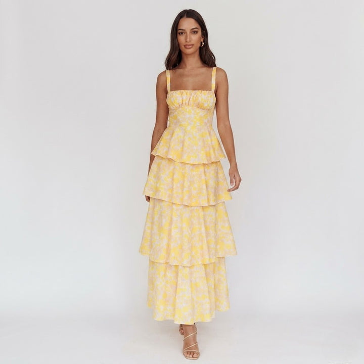 Women’s Printed Layered Slip Maxi Dress