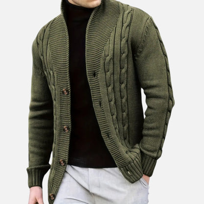 Elorainemode | Men’s Cardigan – Classic Elegance with a Notched Collar
