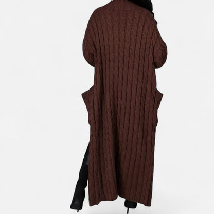 Elorainemode | Women's Long Cable-Knit Cardigan – Serene Winter Elegance