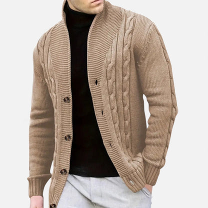 Elorainemode | Men’s Cardigan – Classic Elegance with a Notched Collar