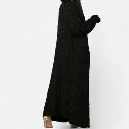 Elorainemode | Women's Long Cable-Knit Cardigan – Serene Winter Elegance