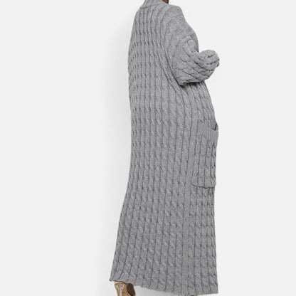 Elorainemode | Women's Long Cable-Knit Cardigan – Serene Winter Elegance